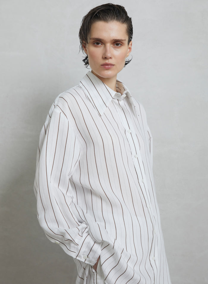 VISCOSE AND SILK BLEND STRIPED SHIRT