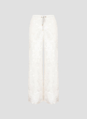PANTALONI IN TWILL DI SETA CON PAILLETTES