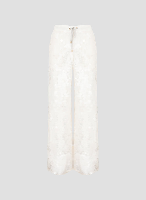 PANTALONI IN TWILL DI SETA CON PAILLETTES