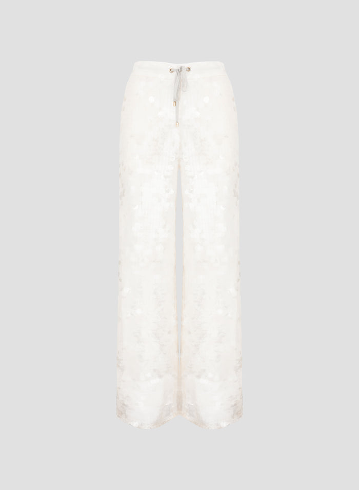 PANTALONI IN TWILL DI SETA CON PAILLETTES