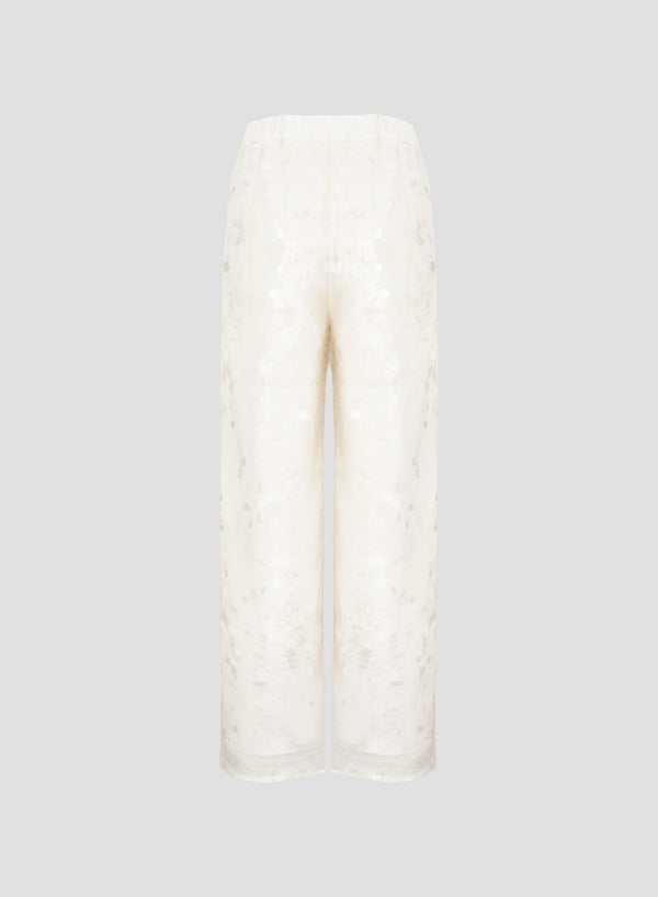 PANTALONI IN TWILL DI SETA CON PAILLETTES
