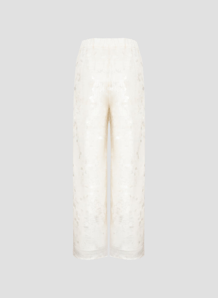 PANTALONI IN TWILL DI SETA CON PAILLETTES