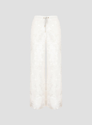 PANTALONI IN TWILL DI SETA CON PAILLETTES