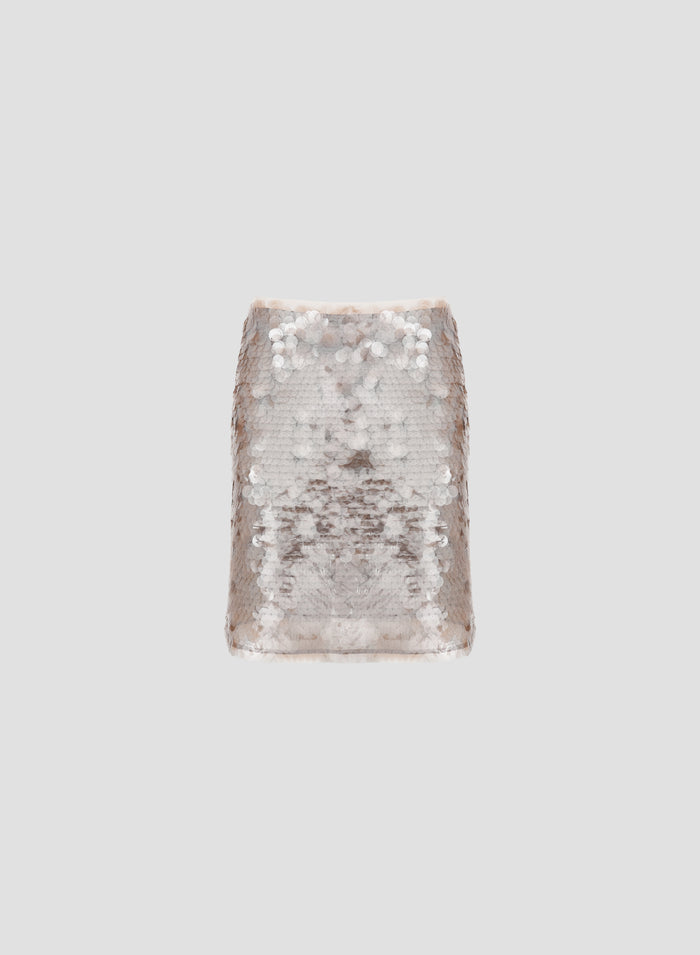 SKIRT WITH SMOKED SEQUINS
