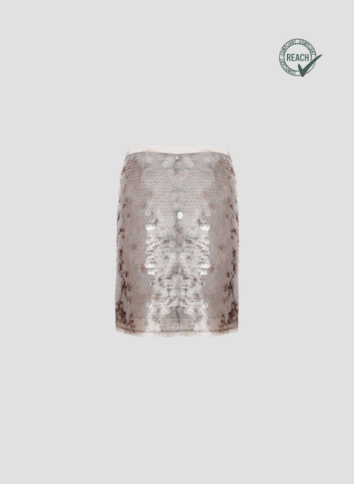 SKIRT WITH SMOKED SEQUINS
