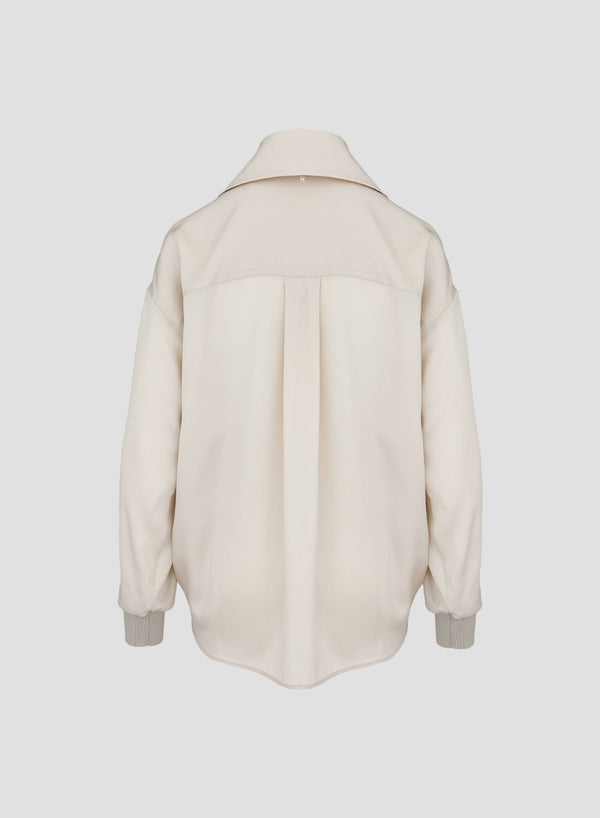 BLUSA IN TWILL DI SETA CON SCOLLO A POLO