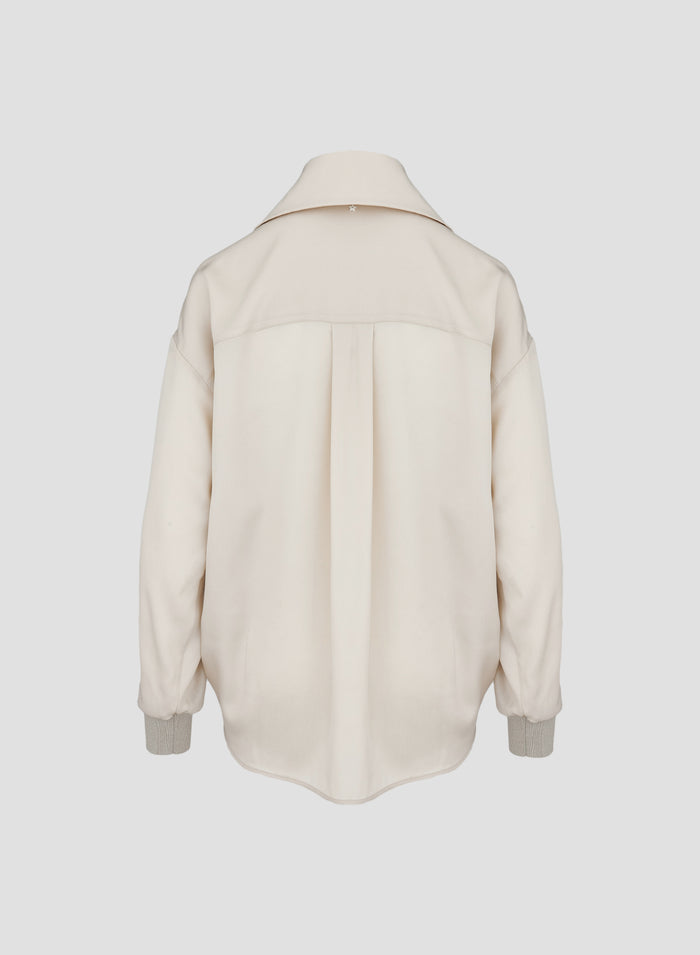 SILK TWILL POLO-NECK BLOUSE