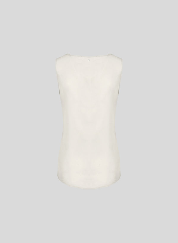 TOP SMANICATO IN TWILL DI SETA