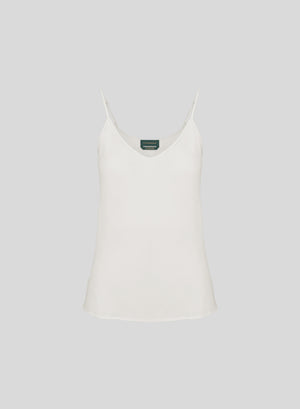 TOP CON BRETELLINE IN TWILL DI SETA