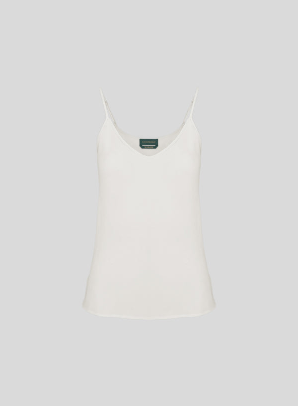 TOP CON BRETELLINE IN TWILL DI SETA
