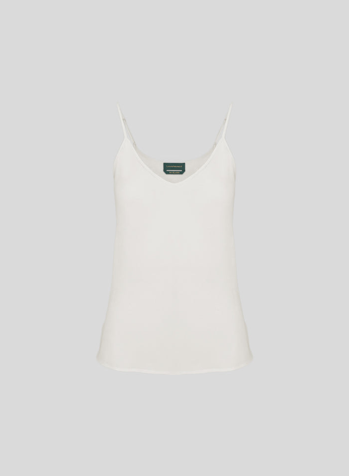TOP CON BRETELLINE IN TWILL DI SETA