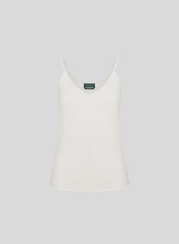 TOP CON BRETELLINE IN TWILL DI SETA