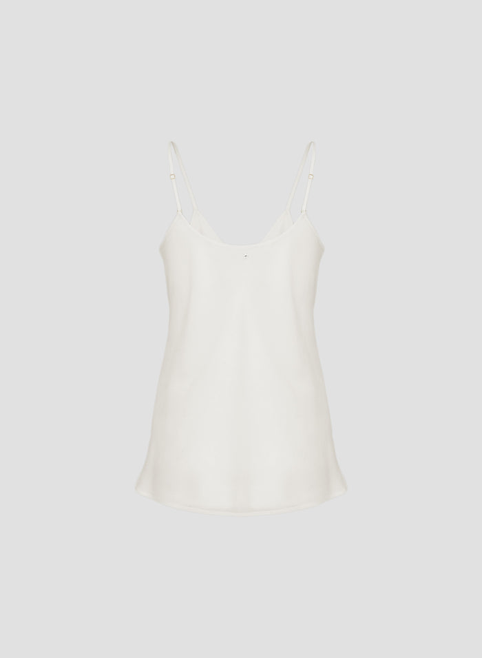 TOP CON BRETELLINE IN TWILL DI SETA