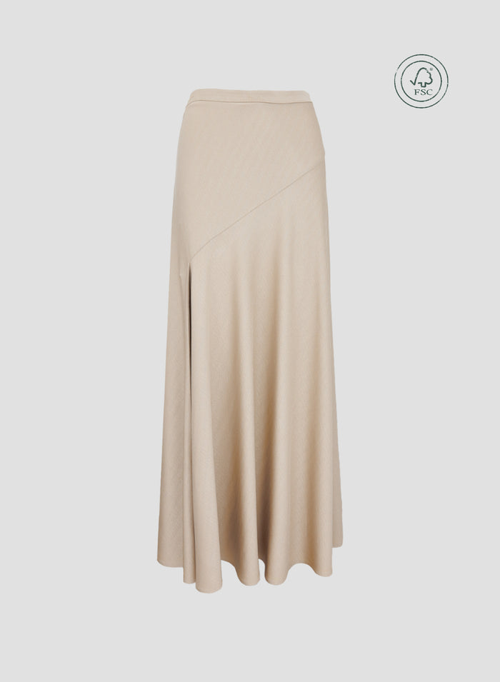 VISCOSE ASYMMETRIC SKIRT WITH LUREX EFFECT