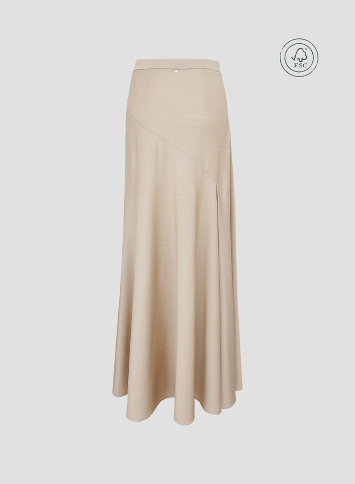 VISCOSE ASYMMETRIC SKIRT WITH LUREX EFFECT