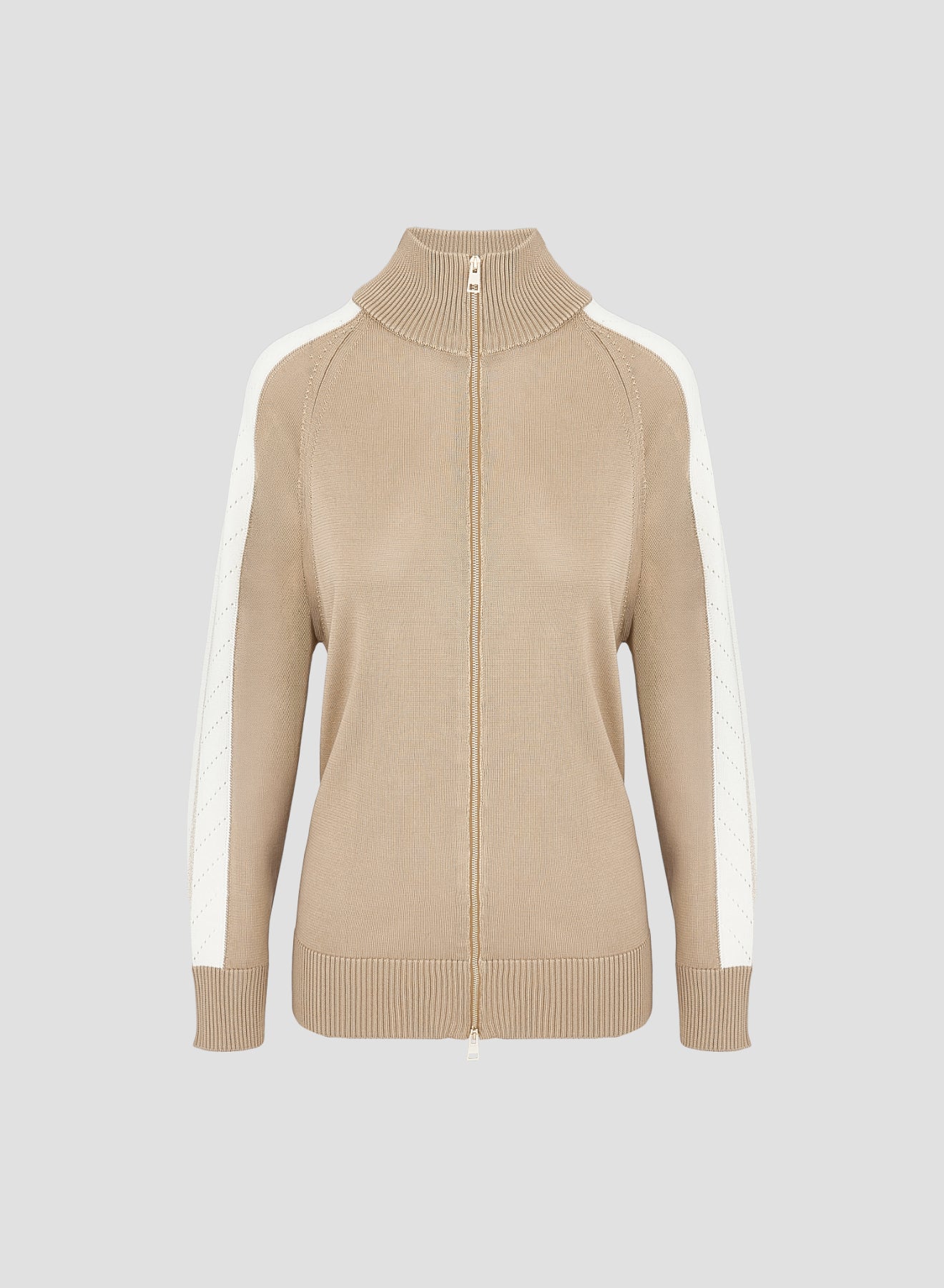 SILK KNIT JACKET WITH INTARSIA DETAIL