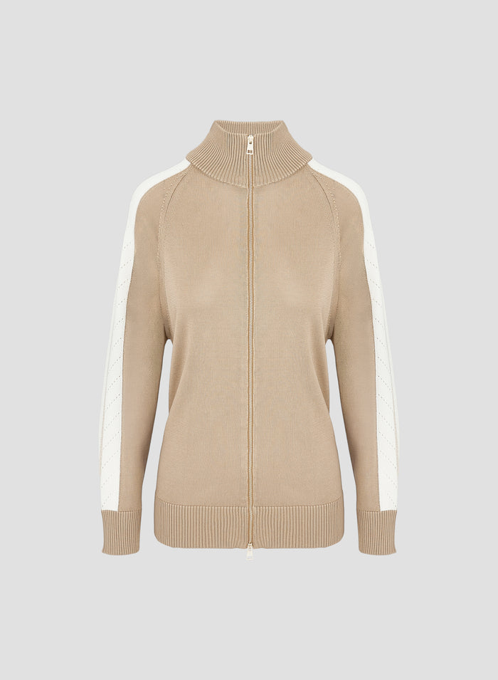 SILK KNIT JACKET WITH INTARSIA DETAIL
