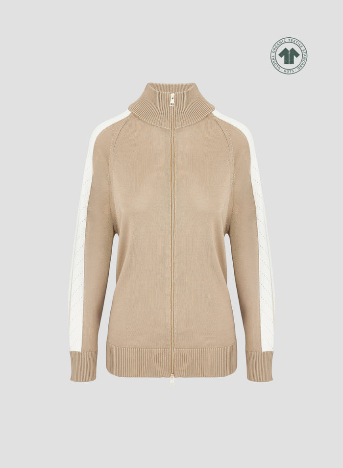 SILK KNIT JACKET WITH INTARSIA DETAIL