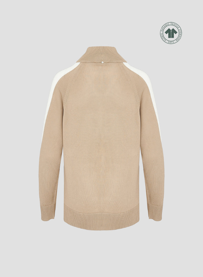 SILK KNIT JACKET WITH INTARSIA DETAIL