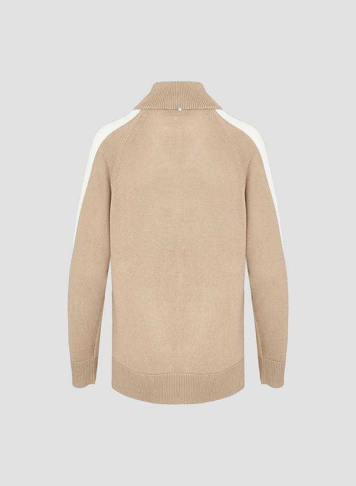 SILK KNIT JACKET WITH INTARSIA DETAIL