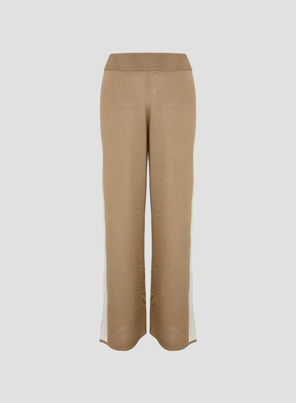 PANTALONI IN MAGLIA DI SETA CON DETTAGLIO INTARSIO