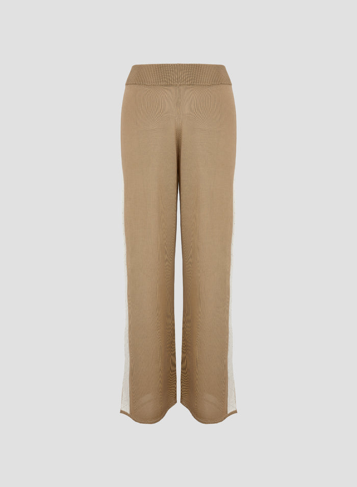 SILK KNIT PANTS WITH INTARSIA DETAIL