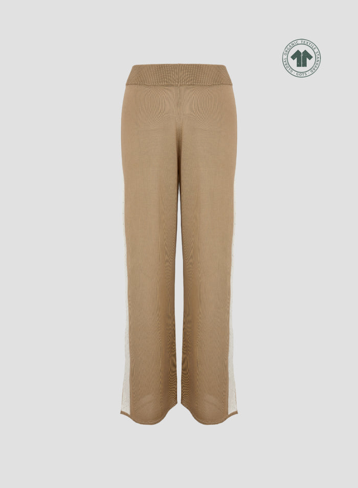 SILK KNIT PANTS WITH INTARSIA DETAIL