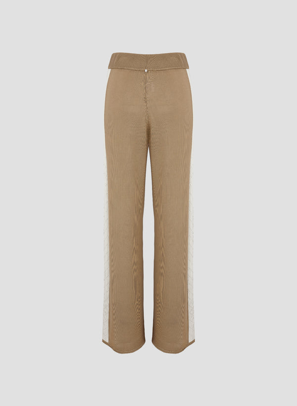 PANTALONI IN MAGLIA DI SETA CON DETTAGLIO INTARSIO