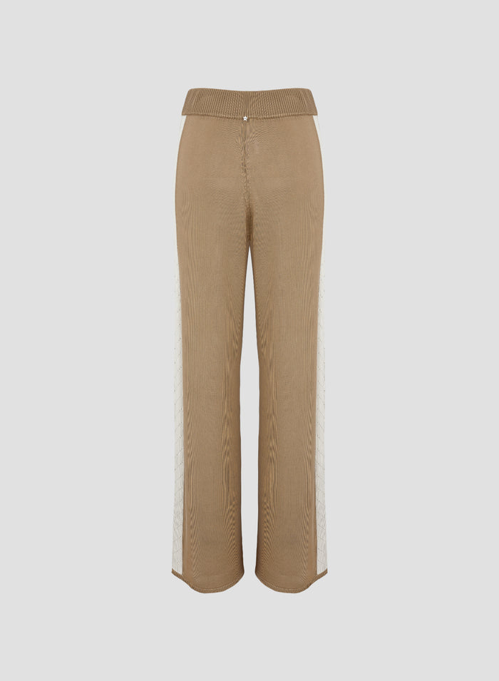 SILK KNIT PANTS WITH INTARSIA DETAIL