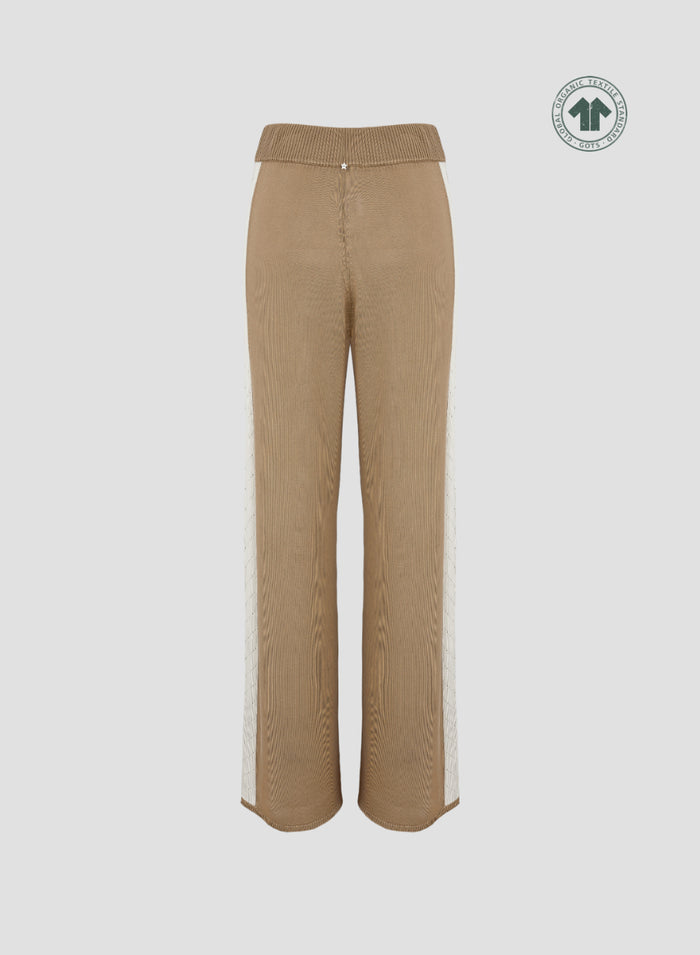 SILK KNIT PANTS WITH INTARSIA DETAIL