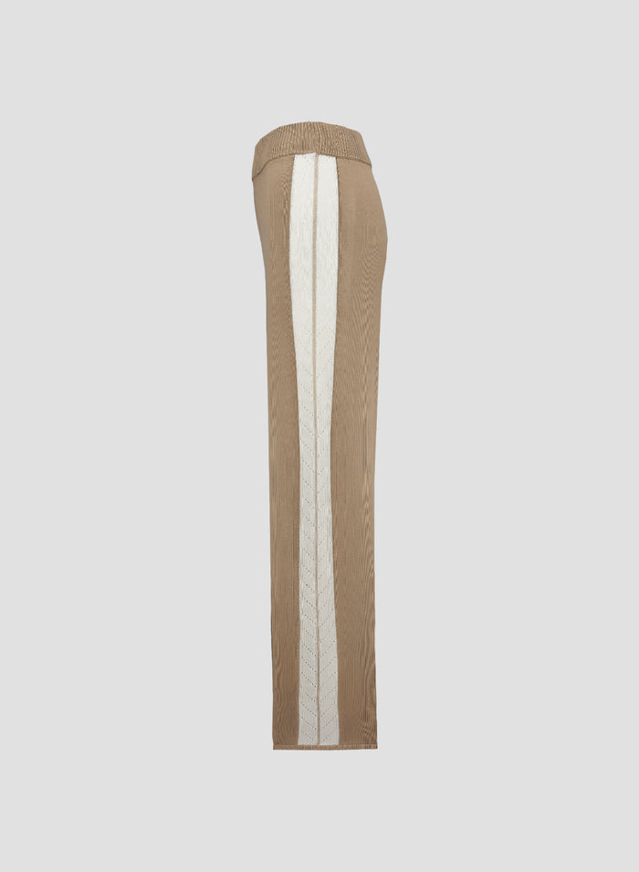 SILK KNIT PANTS WITH INTARSIA DETAIL