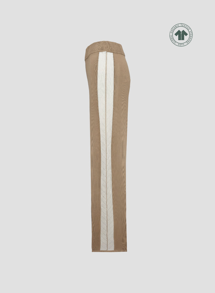 SILK KNIT PANTS WITH INTARSIA DETAIL