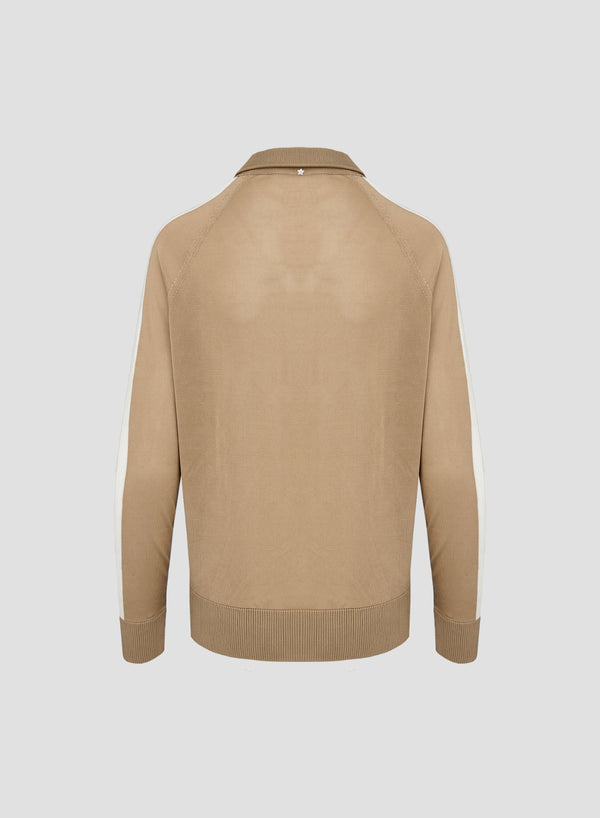 POLO IN MAGLIA DI SETA CON DETTAGLIO INTARSIO