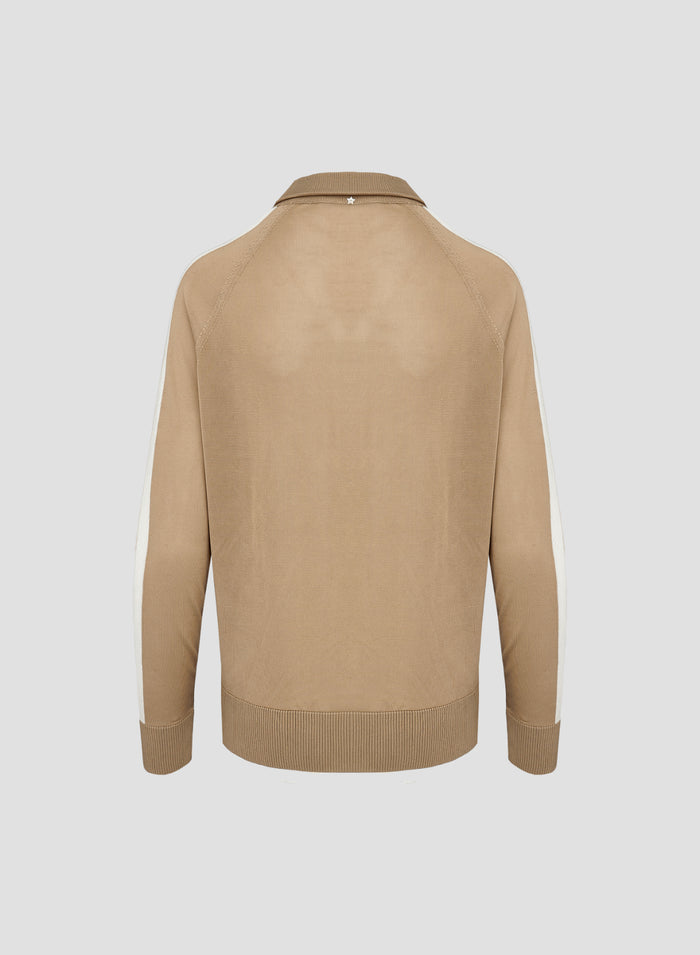 POLO IN MAGLIA DI SETA CON DETTAGLIO INTARSIO