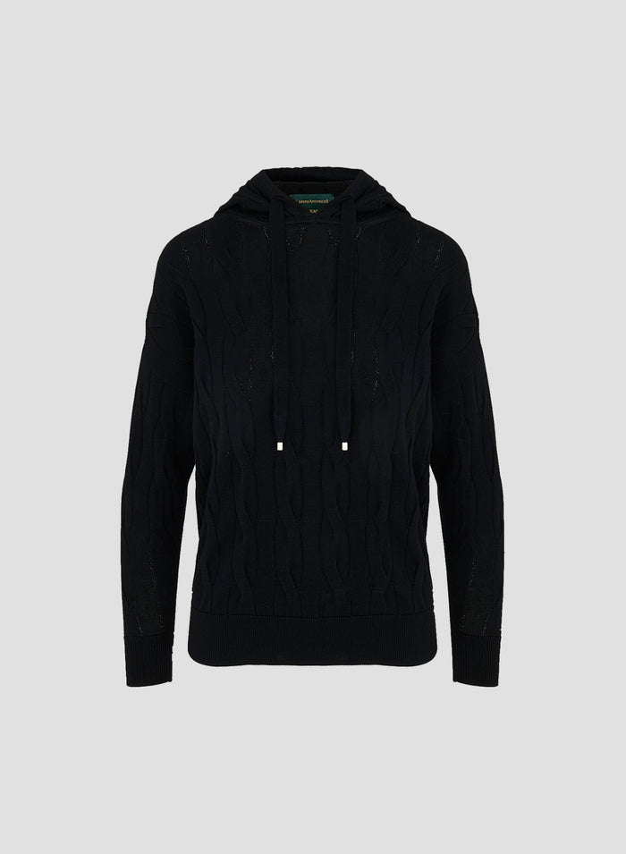 VANISE CABLE AND RIBBED KNIT HOODIE