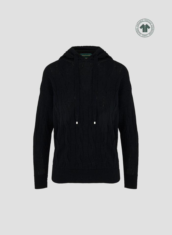 VANISE CABLE AND RIBBED KNIT HOODIE