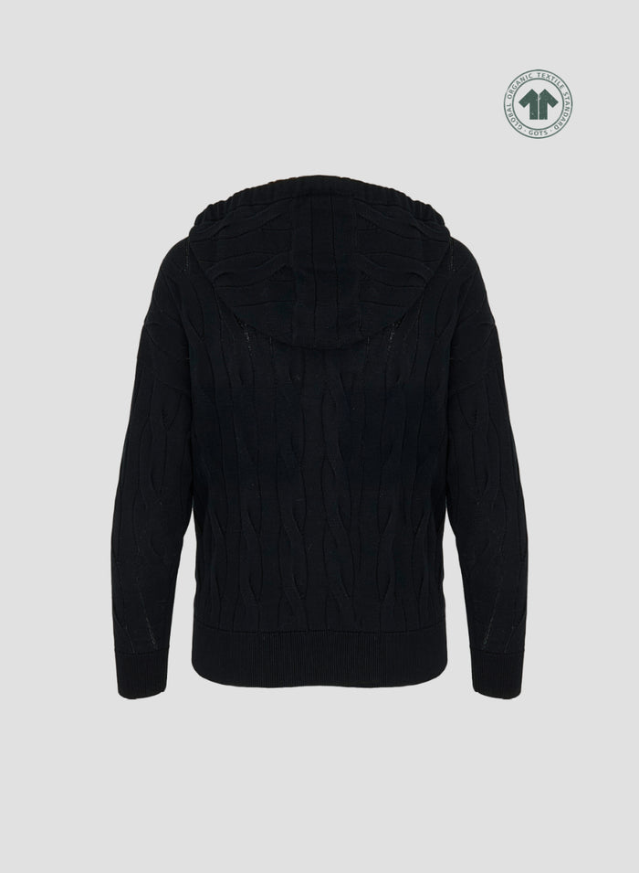 VANISE CABLE AND RIBBED KNIT HOODIE