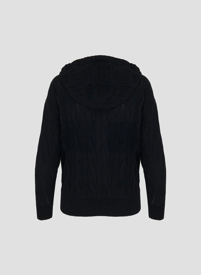VANISE CABLE AND RIBBED KNIT HOODIE