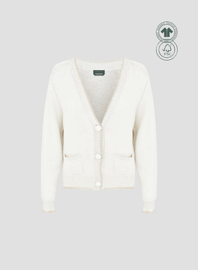 VANISE COTTON KNIT CARDIGAN WITH SEQUINS THREAD