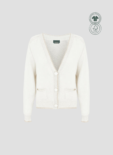 VANISE COTTON KNIT CARDIGAN WITH SEQUINS THREAD