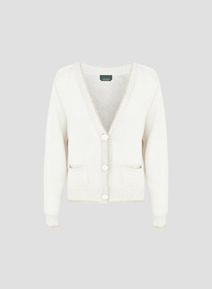CARDIGAN IN MAGLIA DI COTONE VANISE CON FILO PAILLETTES
