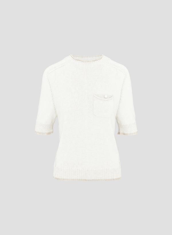 T-SHIRT IN MAGLIA DI COTONE VANISE CON FILO PAILLETTES