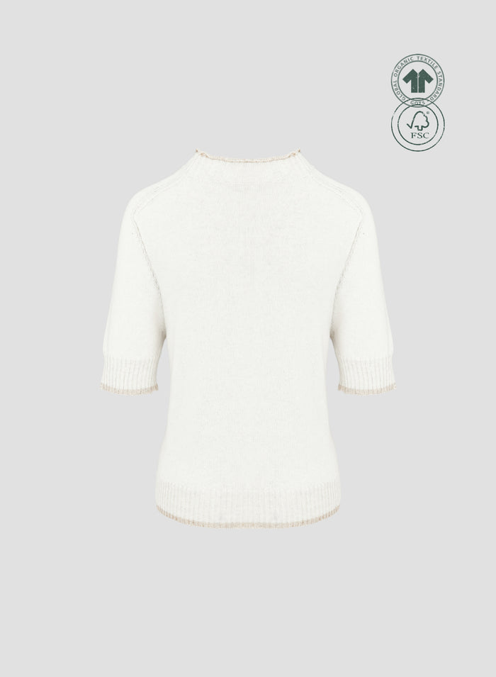 T-SHIRT IN MAGLIA DI COTONE VANISE CON FILO PAILLETTES