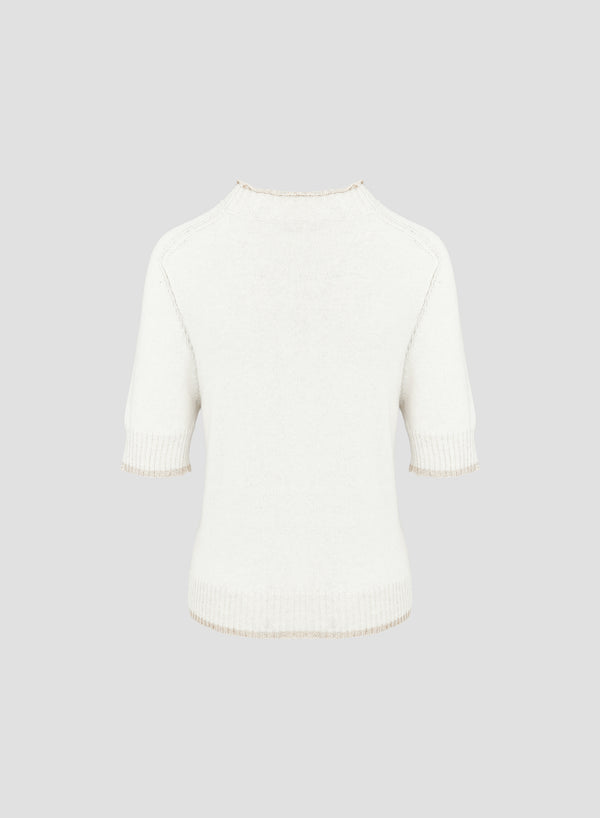 T-SHIRT IN MAGLIA DI COTONE VANISE CON FILO PAILLETTES