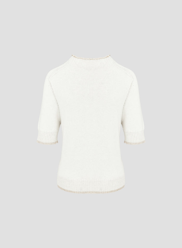 T-SHIRT IN MAGLIA DI COTONE VANISE CON FILO PAILLETTES