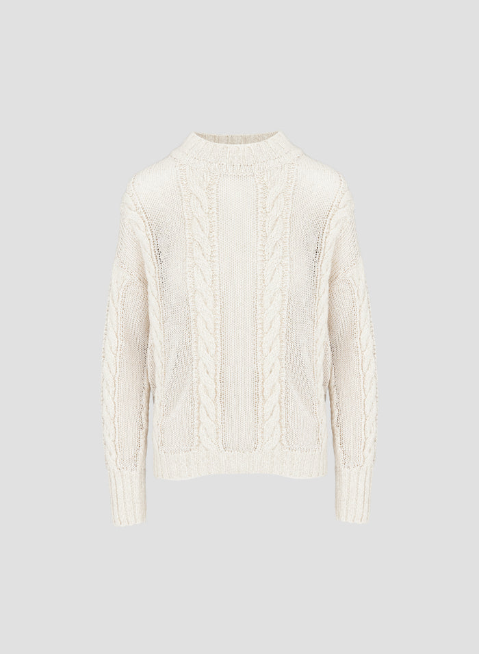 CABLE KNIT CREW-NECK SWEATER