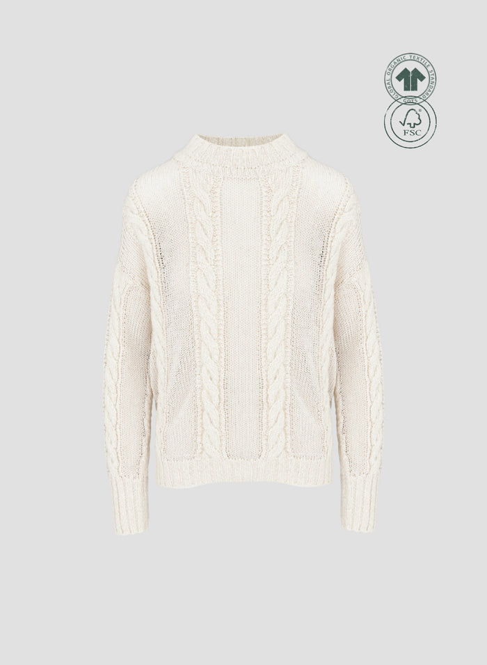 CABLE KNIT CREW-NECK SWEATER
