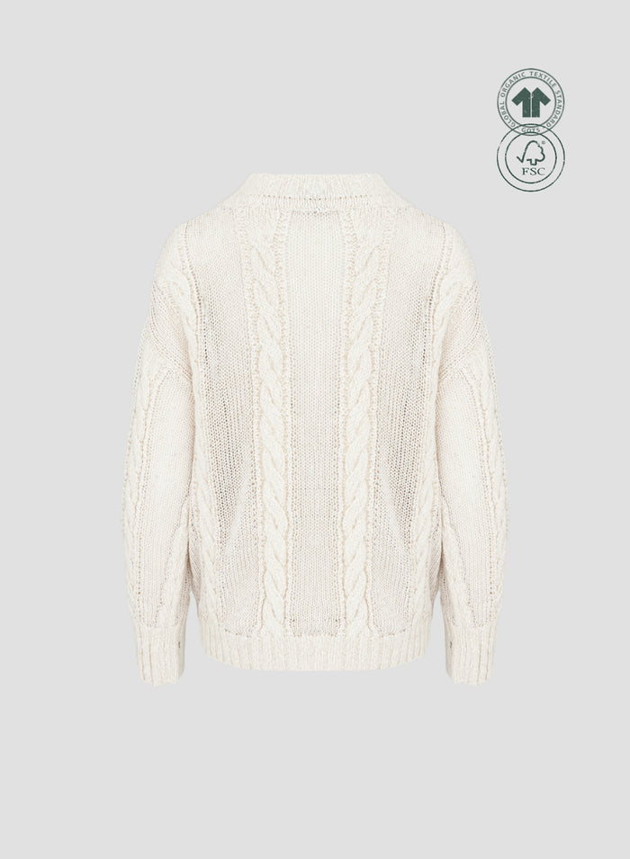 CABLE KNIT CREW-NECK SWEATER