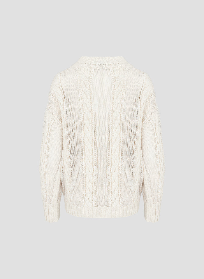 CABLE KNIT CREW-NECK SWEATER