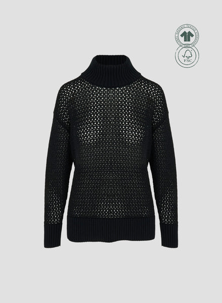 MESH KNIT TURTLENECK SWEATER